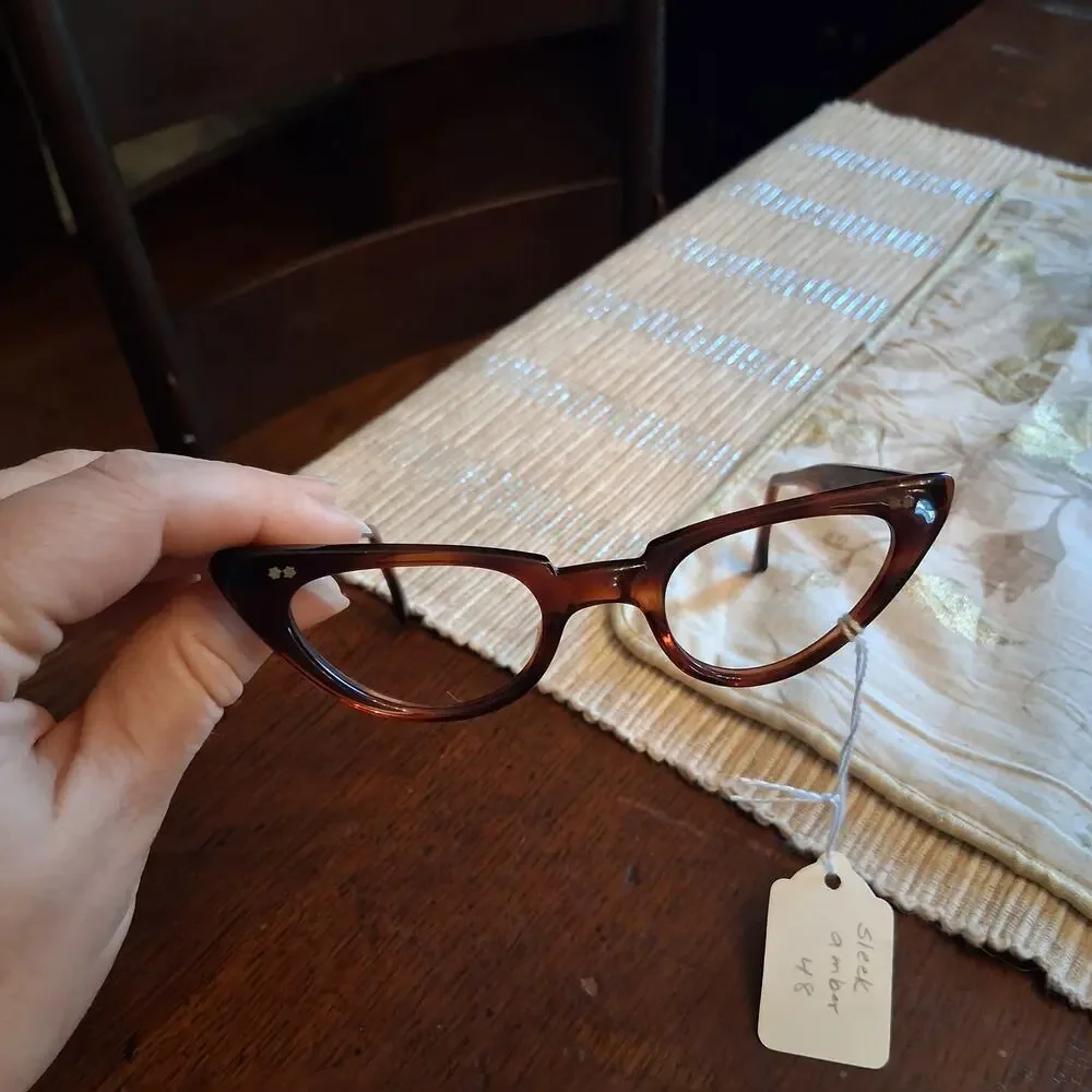 American Optical New old stock eye glasses amber sleek cat eye tortoise #2